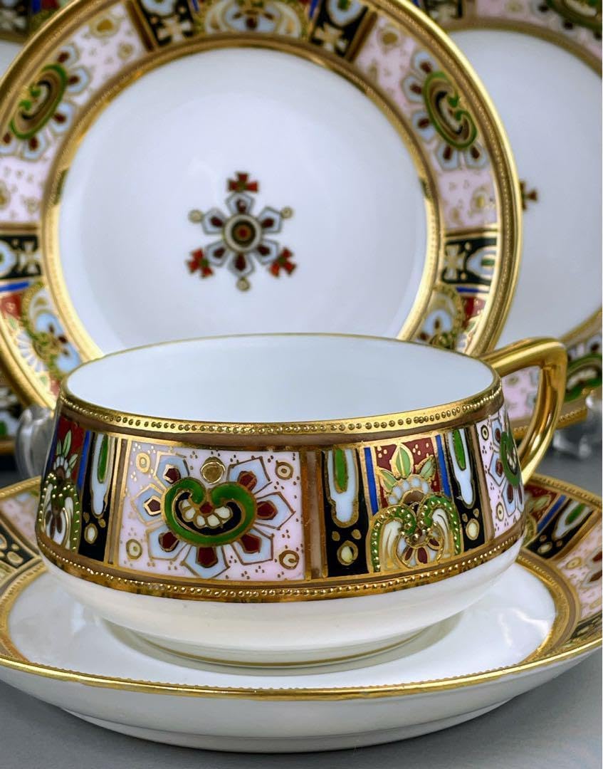 【美品】オールドノリタケ 金盛り ティーカップ ソーサー ３小皿セット オールドノリタケ 金盛り ティーカップ ソーサー 3小皿セット